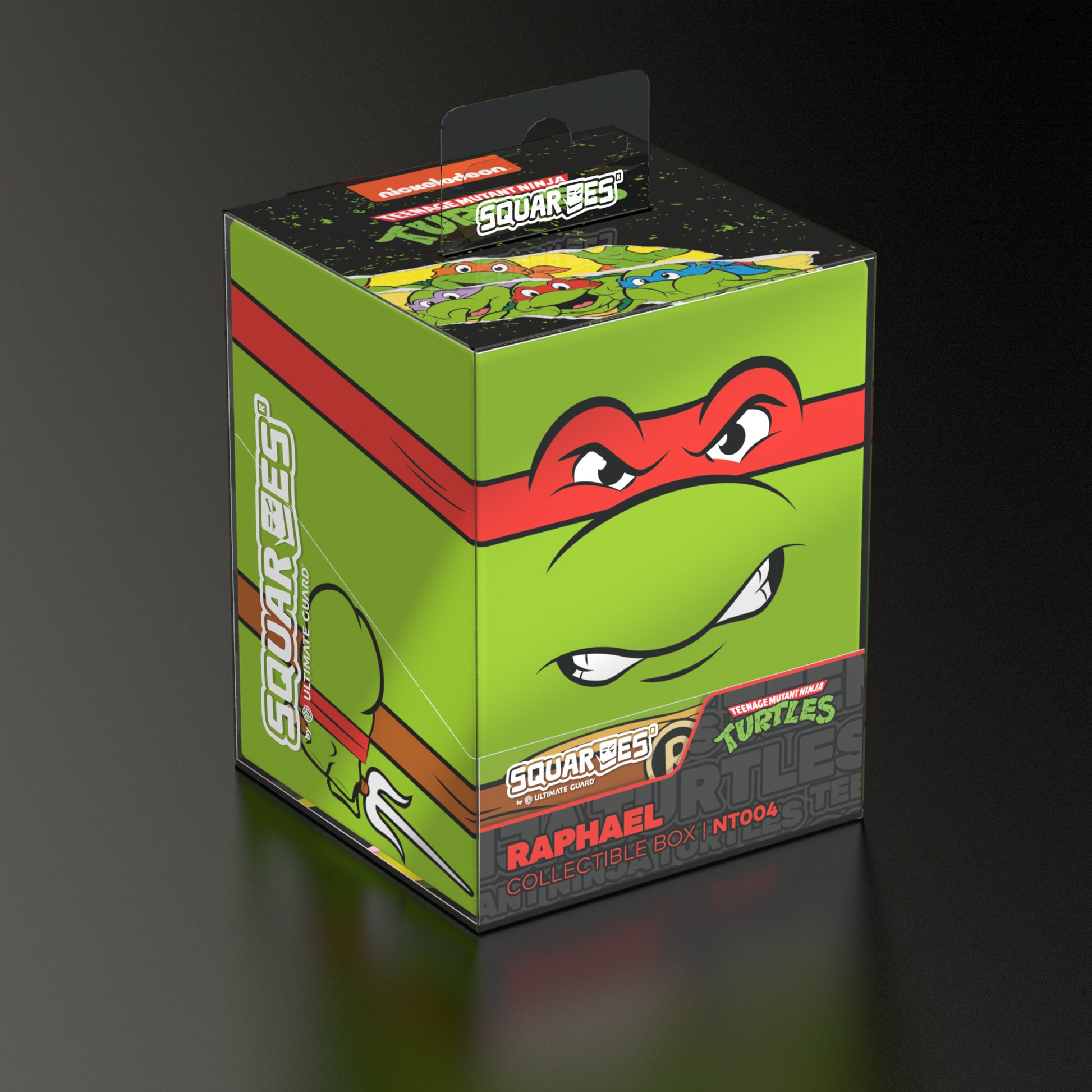 Squaroes: 100+ Deckbox -Teenage Mutant Ninja Turtles - Raphael - Green and red Teenage Mutant Ninja Turtles deck box featuring Raphael's masked face and clenched fist.