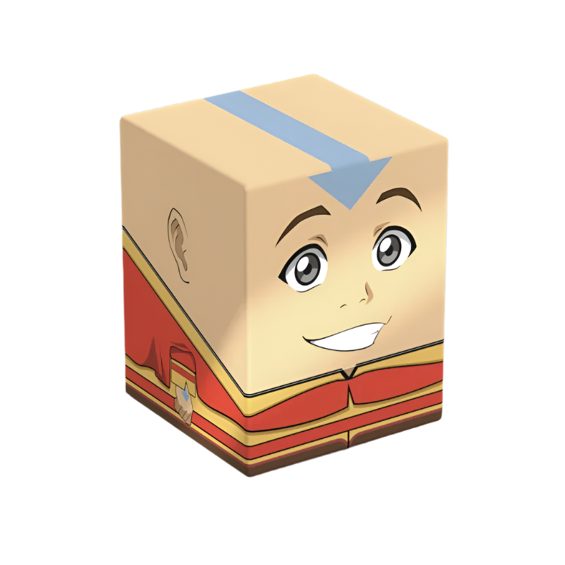 Squaroes 100+ Boulder: Avatar The Last Airbender - Aang - Square cardboard deck box designed as Aang from Avatar The Last Airbender, featuring his smiling face and iconic blue arrow.