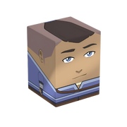 Squaroes 100+ Boulder: Avatar The Last Airbender - Sokka - Cube-shaped deck box featuring a stylized cartoon face of Sokka with blue eyes, black hair, and blue Water Tribe clothing.