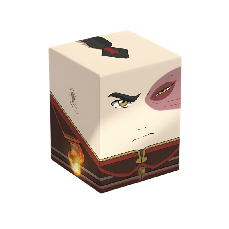 Squaroes 100+ Boulder: Avatar The Last Airbender - Zuko - Square cream card deck box featuring stylized illustration of Zuko from Avatar The Last Airbender with scar and flame design