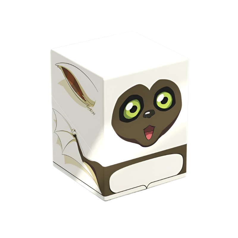 Squaroes 100+ Boulder: Avatar The Last Airbender - Momo - White cube-shaped card deck box featuring Momo’s face with large green eyes and open mouth, brown wings illustrated on.