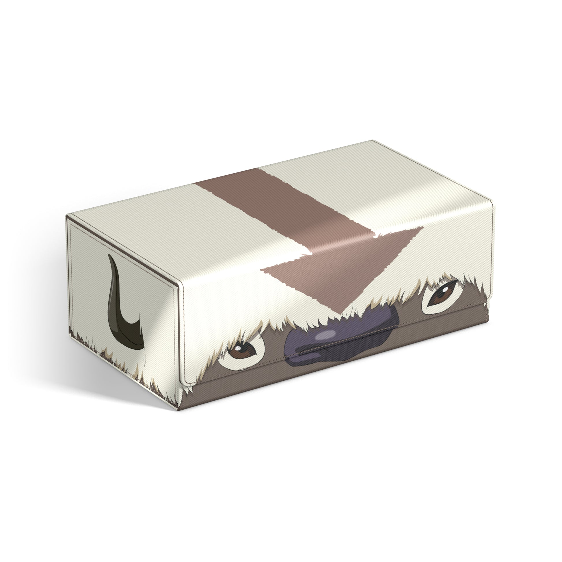 Squaroes Collectors Case: Avatar The Last Airbender - Appa - Rectangular white collector’s case designed as Appa’s face with brown arrow and furry texture details.