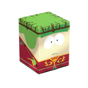 Squaroes: 100+ Deckbox - South Park - High Elf King Kyle - Square deck box with cartoon character design, green grass and tree branch pattern on top, red and gold medieval-style.