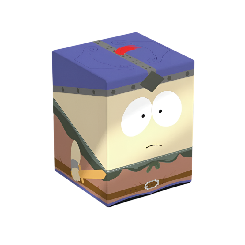 Squaroes: 100+ Deckbox - South Park - Stan Marshwalker - Cube-shaped deck box featuring Stan Marshwalker from South Park with blue hat, beige face, and brown clothing details.