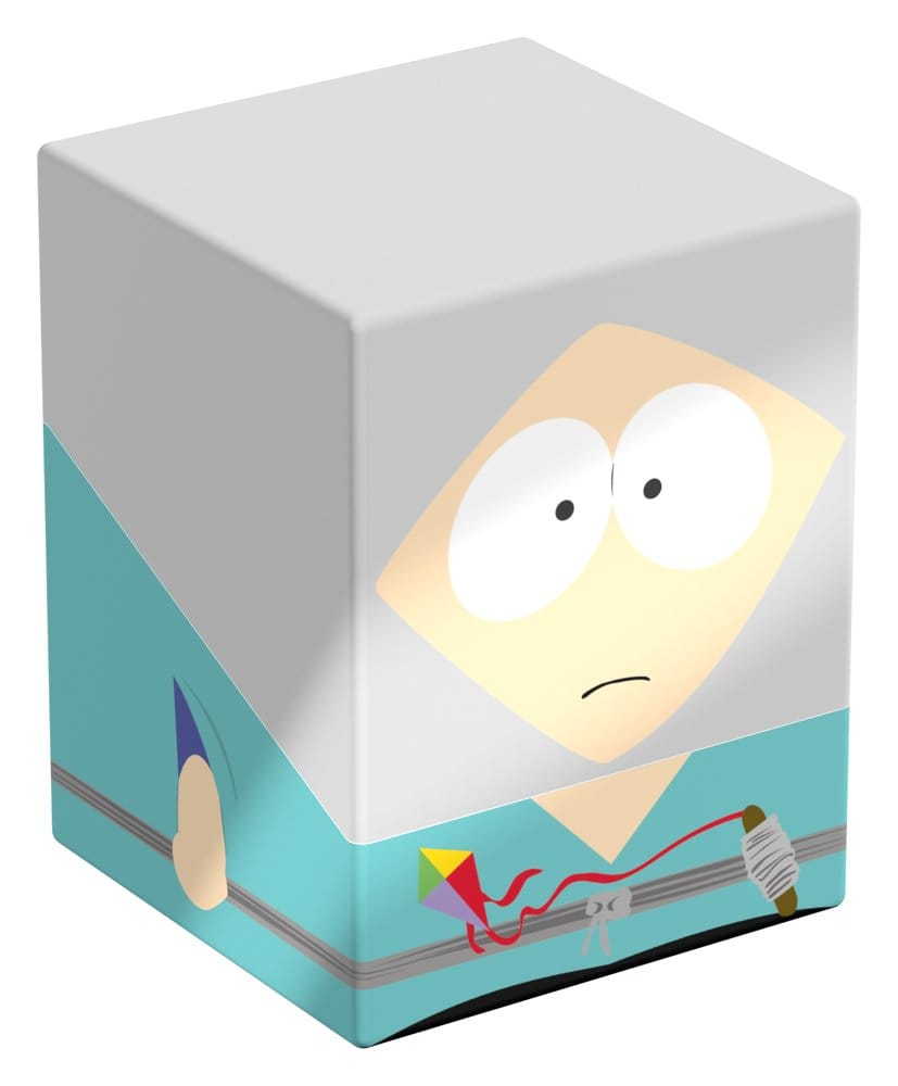 Squaroes 100+ Boulder: South Park: Fractured but Whole - Human Kite - Rectangular deck box featuring a cartoon character with pale face, wide eyes, and teal clothing holding a red and yellow.
