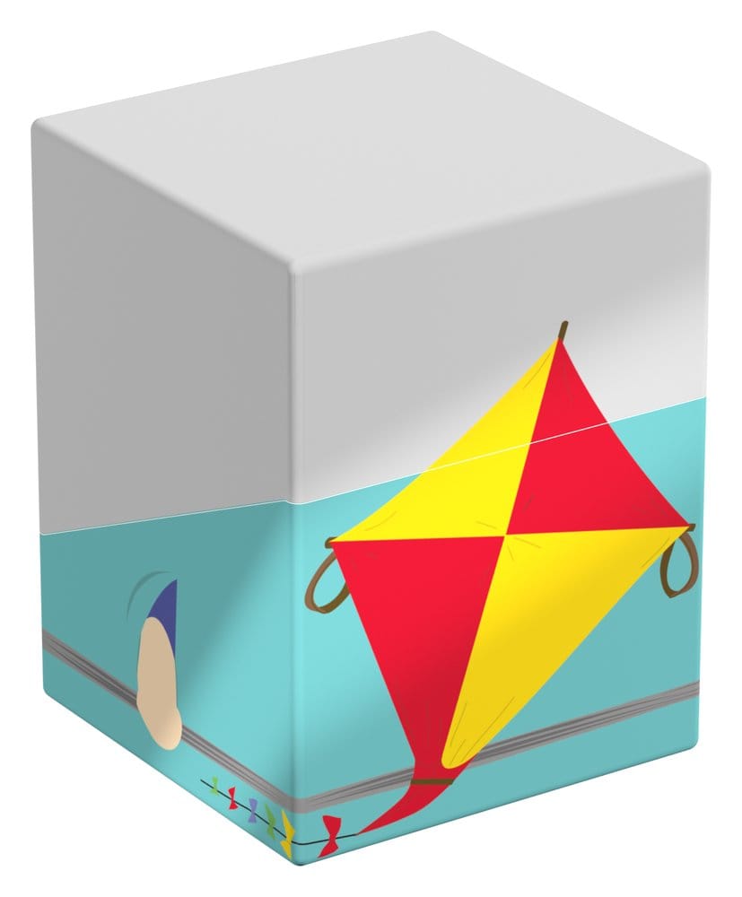 Squaroes 100+ Boulder: South Park: Fractured but Whole - Human Kite - Rectangular deck box with a gray lid and turquoise base featuring a colorful red and yellow kite graphic on the front side.