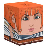 Squaroes 100+ Boulder - Netflix's One Piece - Nami - Cubical deck box featuring a stylized face of orange-haired character with blue eyes and striped clothing.