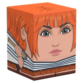 Squaroes 100+ Boulder - Netflix's One Piece - Nami - Cubical deck box featuring a stylized face of orange-haired character with blue eyes and striped clothing.