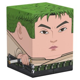 Squaroes 100+ Boulder - Netflix's One Piece - Roronoa Zoro - Green-haired anime character face and upper body printed on square deck box with sword detail.