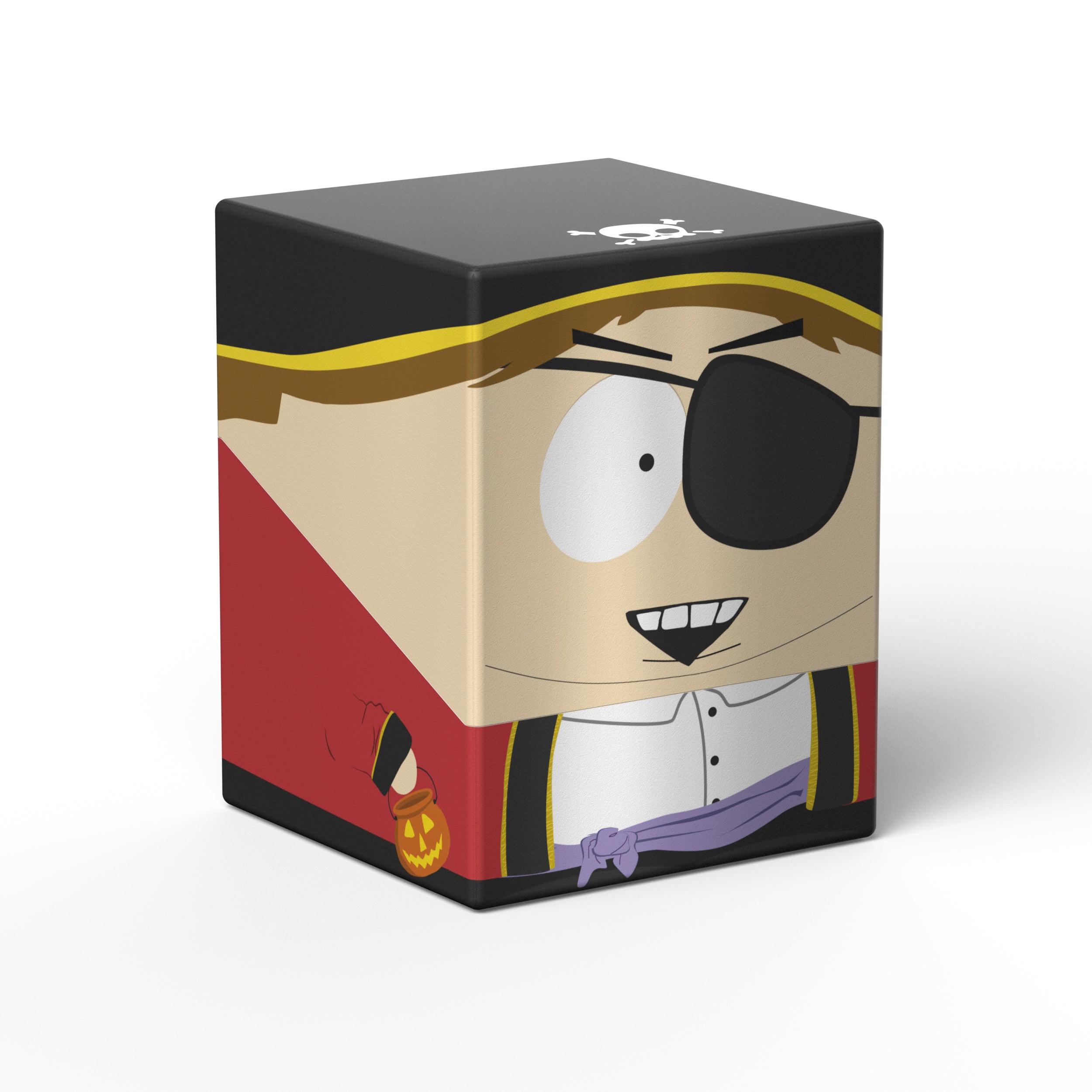 Squaroes 100+ Boulder - South Park: Halloween - Pirate Cartman (PREORDER) - Square deck box featuring pirate-themed cartoon character with eye patch, black hat, and red and white costume.