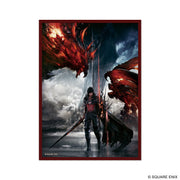 Final Fantasy TCG: Clive Sleeves 100CT - Collectible card sleeves featuring dark armored warrior with two fiery red dragon heads against moody cloudy background,.