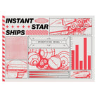 Instant Star Ships Card Deck (PREORDER) - Card deck packaging with red and black sci-fi ship sketches, bar graphs, and text on white background.