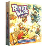 Rivet Wars: Aerial Aces Expansion - Aerial Aces Expansion box with colorful cartoon soldiers piloting vintage planes in aerial combat.