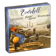 Everdell: Legendary Extra Extra and Rugwort Card Expansion - Square card game box with colorful fantasy artwork featuring anthropomorphic animals in a rustic landscape, labeled Everdell