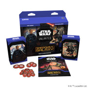 Star Wars: Unlimited - Shadows of the Galaxy - Two-Player Starter - Star Wars Unlimited Shadows of the Galaxy two-player starter box with character cards, round red and white game tokens, and.