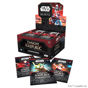 Star Wars: Unlimited - Twilight of the Republic Booster Box - Black and red Star Wars Unlimited Twilight of the Republic booster box with illustrated character art and 36 booster packs.