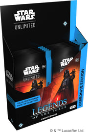 Star Wars: Unlimited - Legends of the Force - Carbonite Booster Box - Black and blue Star Wars Unlimited booster box with Darth Vader graphic and Legends of the Force branding.