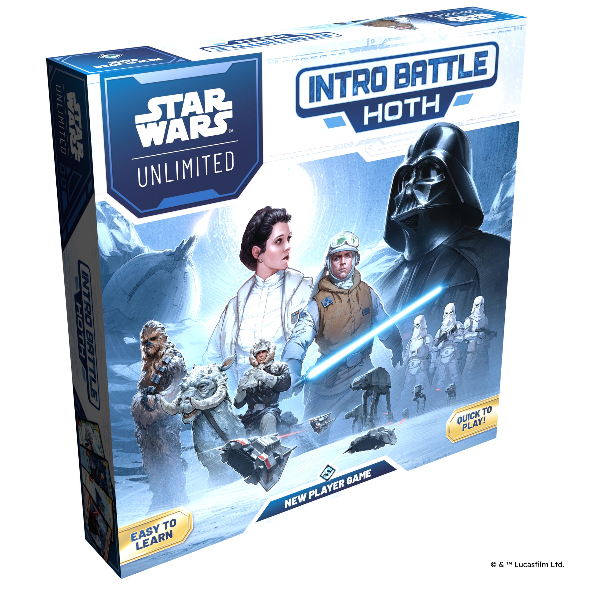 Star Wars: Unlimited - Intro Battle: Hoth - Star Wars Unlimited Intro Battle Hoth game box with characters and snowy battle scene artwork on blue and white packaging.