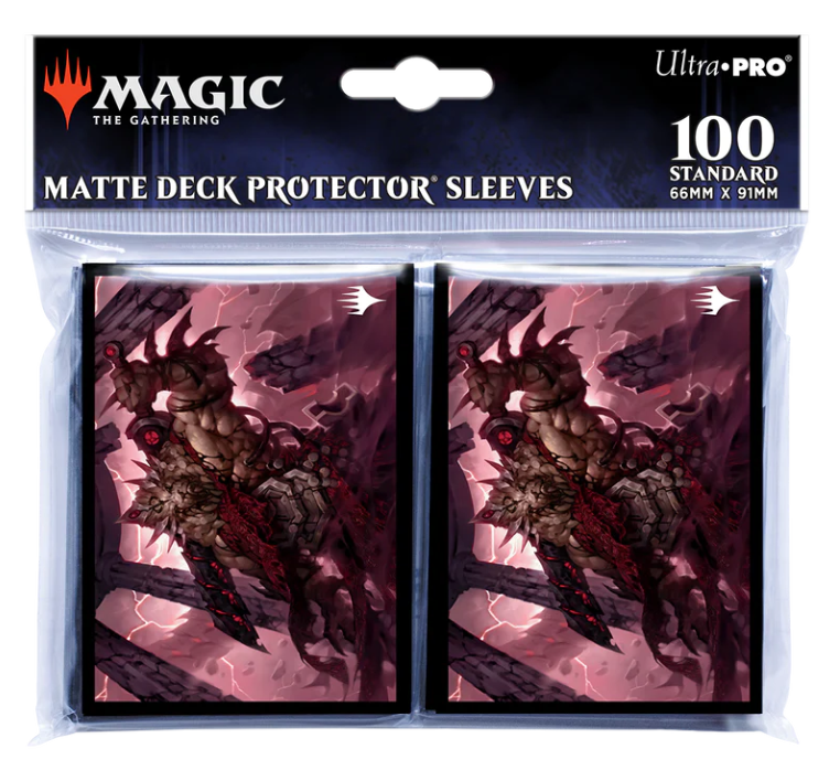 Ultra Pro Sleeves - MTG March of the Machine A - Matte deck protector sleeves featuring dark fantasy warrior artwork, 100 count, standard size.
