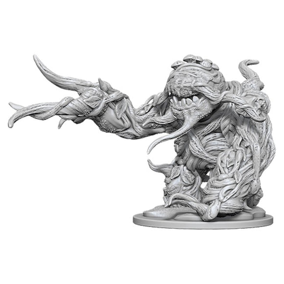 D&D: Nolzur's Marvelous Minis: Shambling Mound - Gray plastic miniature of a twisted, vine-like monster with gaping mouth and clawed limbs on a round base.