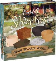 Everdell: Silverfrost Deluxe Resource Vessels (PREORDER) - Box cover of Everdell Silverfrost expansion featuring clay and stone vessel miniatures in beige, brown, and gray tones.