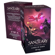 Sanctuary: Lands of Dawn - The Keeper's Era – Lands of Dawn, featuring mystical symbols and a purple-black color scheme.