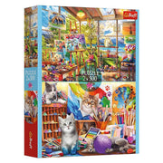 Puzzle: The Art of Painting 2x500 Piece - Colorful puzzle box featuring two 500-piece puzzles with artistic and pet-themed designs.