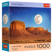 Puzzle: Desert Moon 1000 Piece (PREORDER) - 1000-piece puzzle box featuring Desert Moon scene with red rock mesas and a large full moon against a starry night sky.