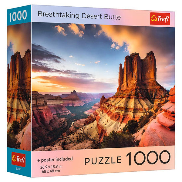 Puzzle: Zion National Park 1000 Piece (PREORDER) - 1000-piece puzzle box featuring vibrant sunset view of red sandstone buttes in Zion National Park.
