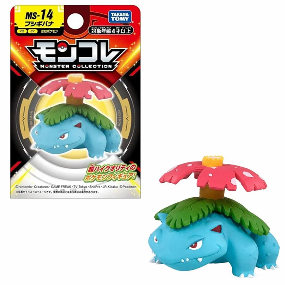 Pokemon MS-14 Venusaur - Blue Venusaur figure with green leaves and large red flower on its back, packaged in colorful box.