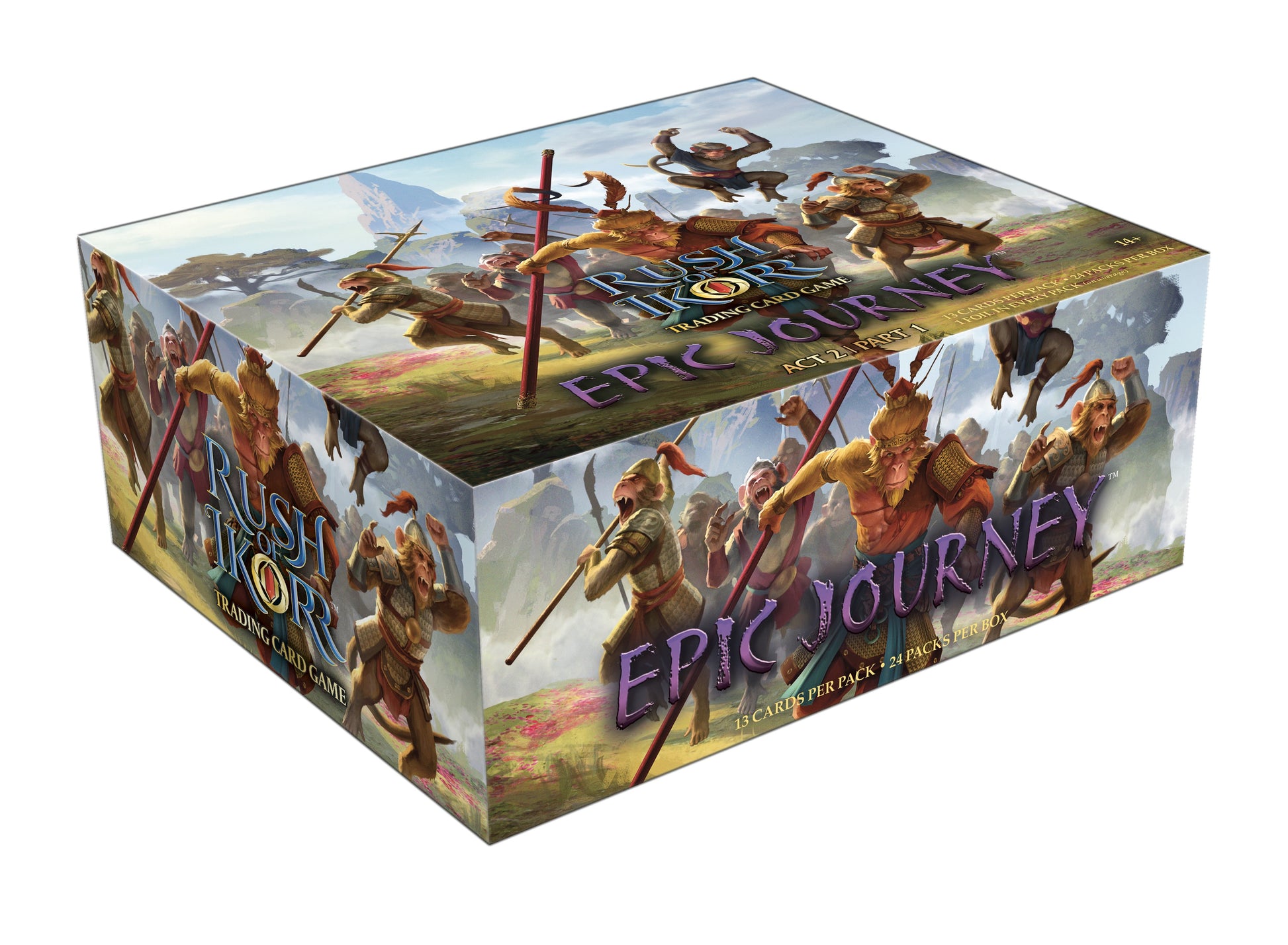 Rush of Ikorr: Act 1 Part 2 - Epic Journey Booster Display (PREORDER) - Colorful booster display box featuring fantasy warriors in dynamic battle poses, titled "Epic Journey".