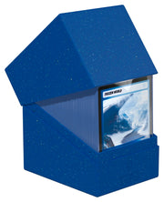 Ultimate Guard Return to Earth 133+ Boulder - Blue - Blue speckled rigid deck box with angled top and clear card display window on front for trading card storage.
