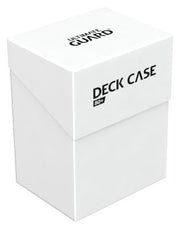 Ultimate Guard 80+ Deck Case - White - White rectangular deck case with a flip-top lid, matte finish, and black "Ultimate Guard" and "Deck Case 80+" text on top.