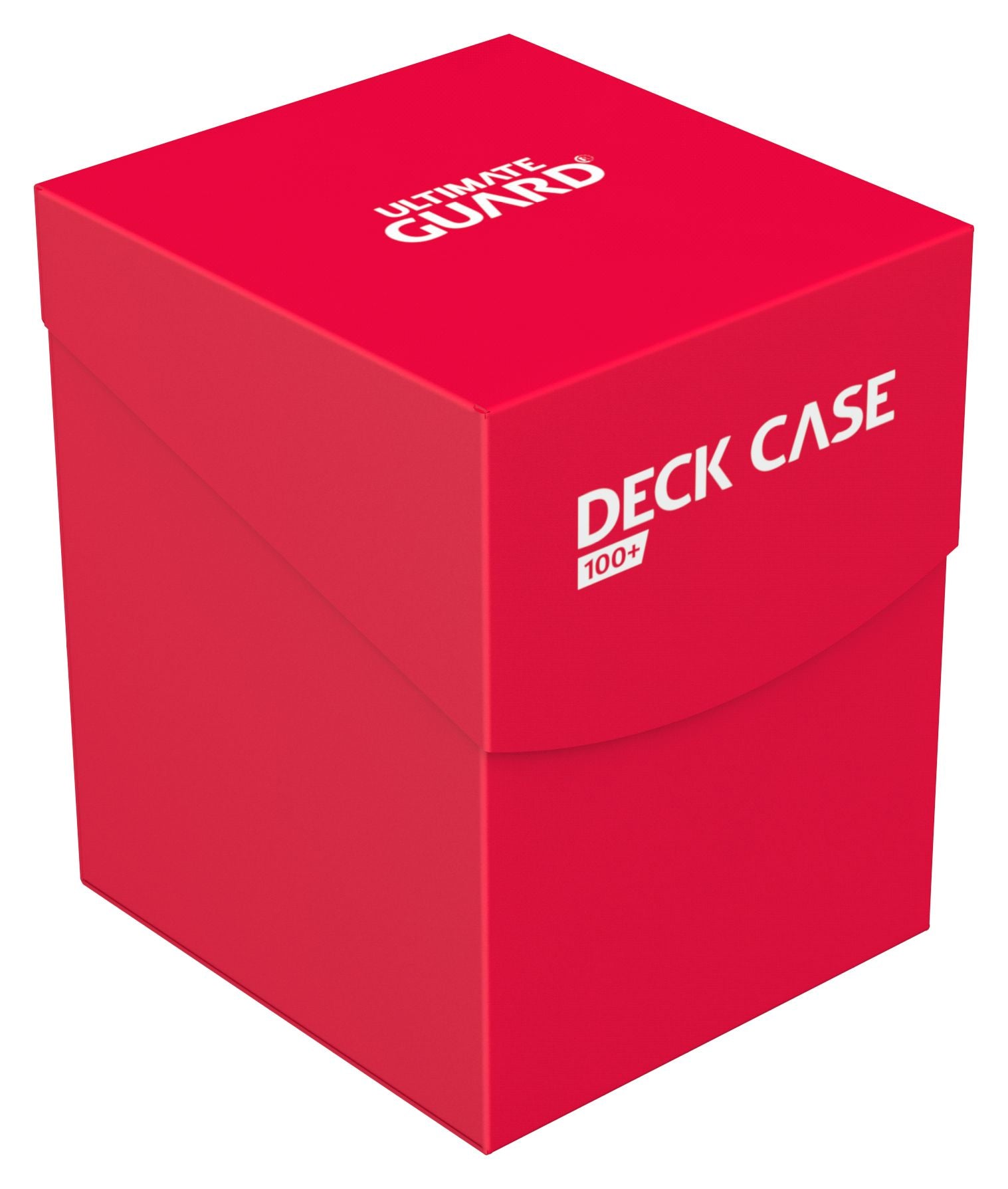 Ultimate Guard 100+ Deck Case - Standard Red - Red Ultimate Guard deck case box with white logo and text, designed to hold 100+ cards.