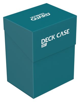 Ultimate Guard 80+ Deck Case - Petrol - Petrol blue rectangular deck case with a secure lid and white Ultimate Guard logo on top.