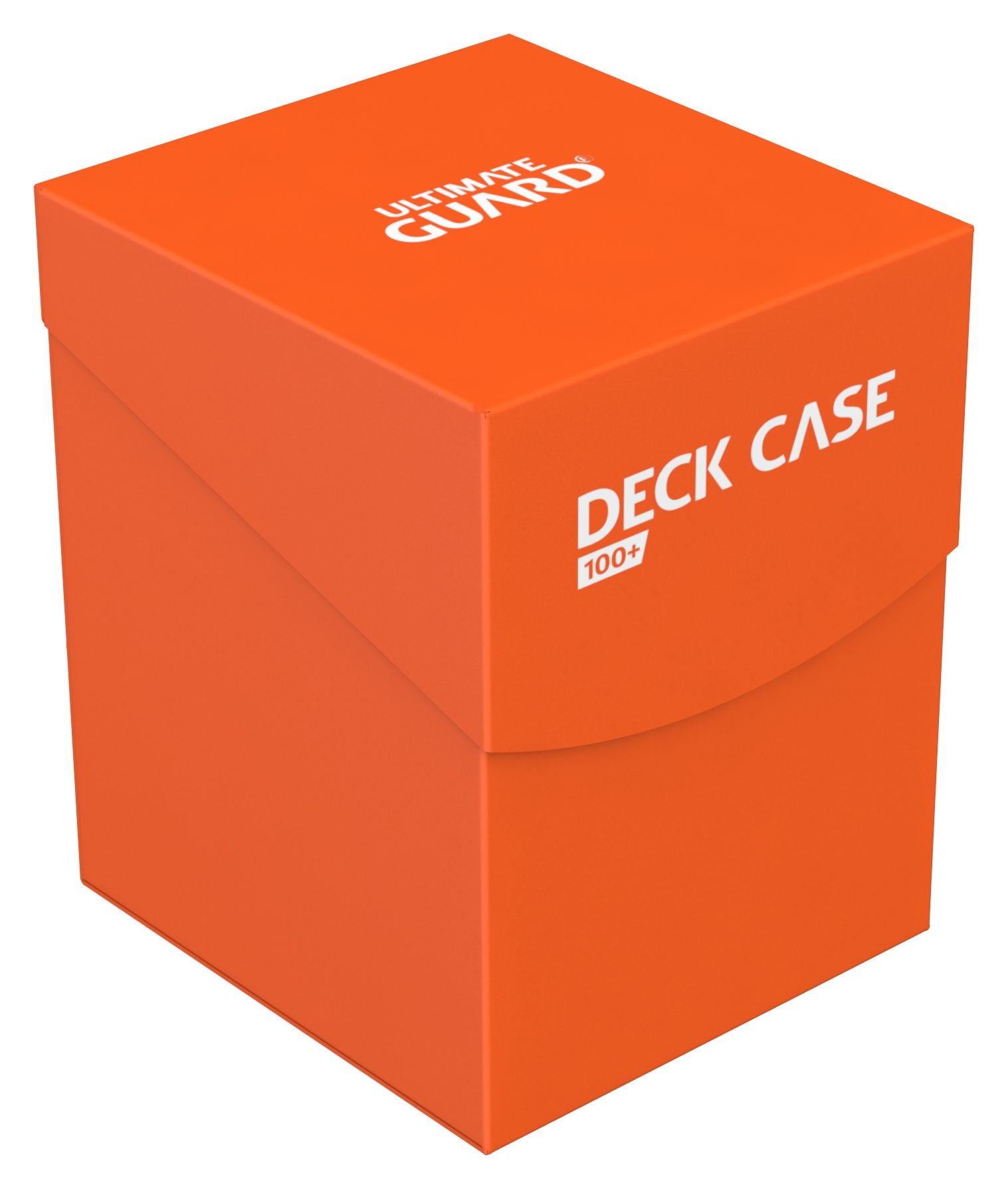 Ultimate Guard 100+ Deck Case - Standard Orange - Bright orange Ultimate Guard deck case with white logo and text, compact rectangular design.