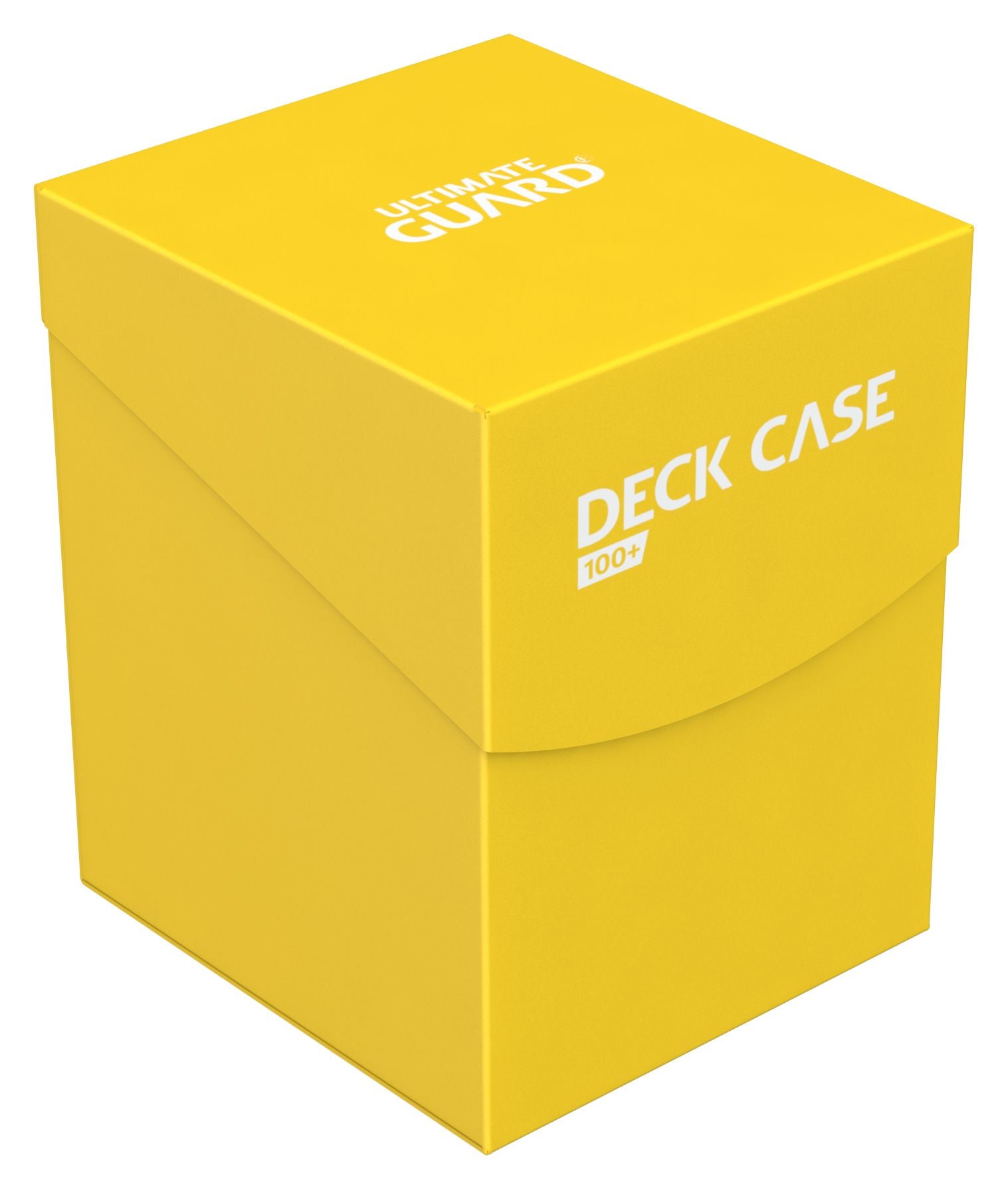 Ultimate Guard 100+ Deck Case - Standard Yellow - Yellow Ultimate Guard deck case box with white logo and text, designed to hold 100+ cards.