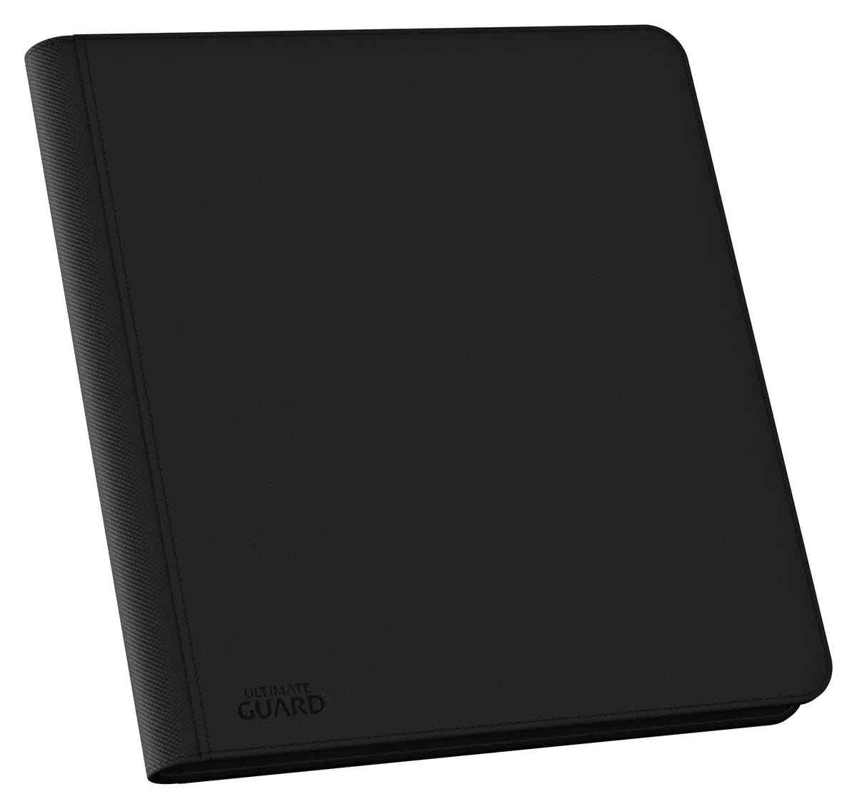 Ultimate Guard 24-Pocket Zipfolio XenoSkin - Black - Black zippered card binder with smooth textured cover and compact square shape.
