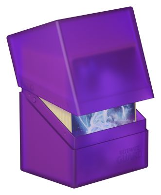 Ultimate Guard Boulder 80+ Deck Case - Amathyst - Translucent purple plastic deck case with hinged lid, designed to hold trading card decks securely.