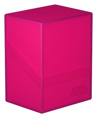 Ultimate Guard Boulder 80+ Deck Case - Rhodonite - Bright pink rectangular deck case with smooth matte finish and subtle embossed logo on the bottom front.