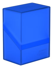 Ultimate Guard Boulder 60+ Deck Case - Sapphire - Sapphire blue translucent card deck case with a secure lid and compact rectangular shape.