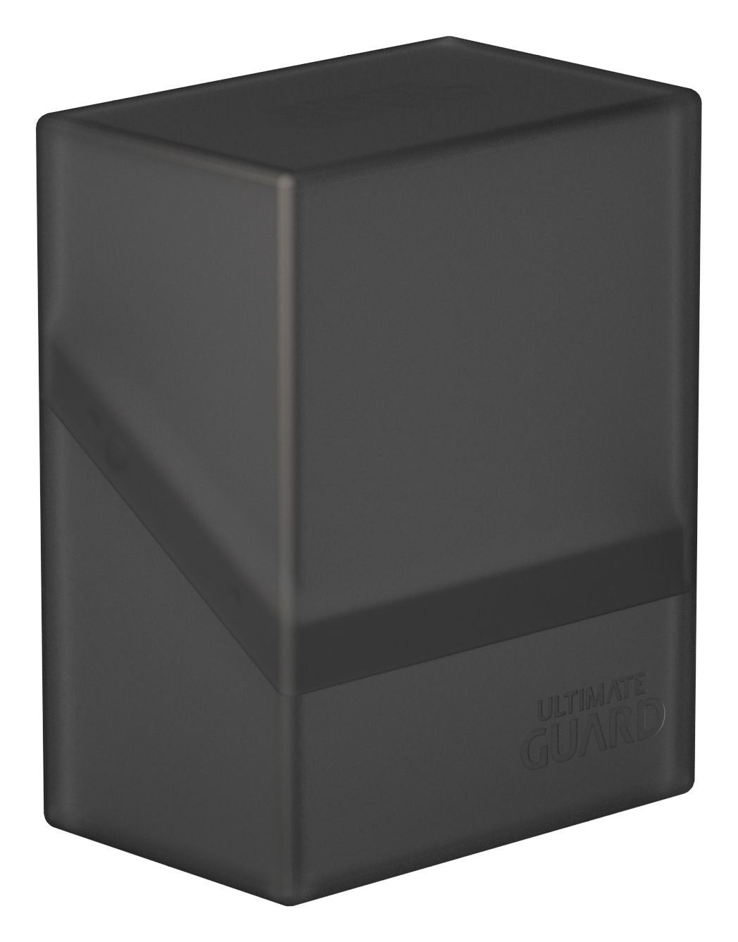 Ultimate Guard Boulder 60+ Deck Case - ONYX - Matte black rectangular deck case with subtle embossed logo on lower corner.
