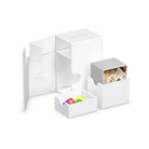 Ultimate Guard Flip 'N' Tray 80 - White - White plastic deck box with removable tray and separate card storage compartment, opened display.