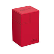 Ultimate Guard Flip 'N' Tray 80 - Red - Red rectangular deck box with flip-open lid and subtle stitching detailing.