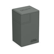 Ultimate Guard Flip 'N' Tray 80 - Grey - Grey rectangular flip-top card deck box with textured surface and Ultimate Guard logo.