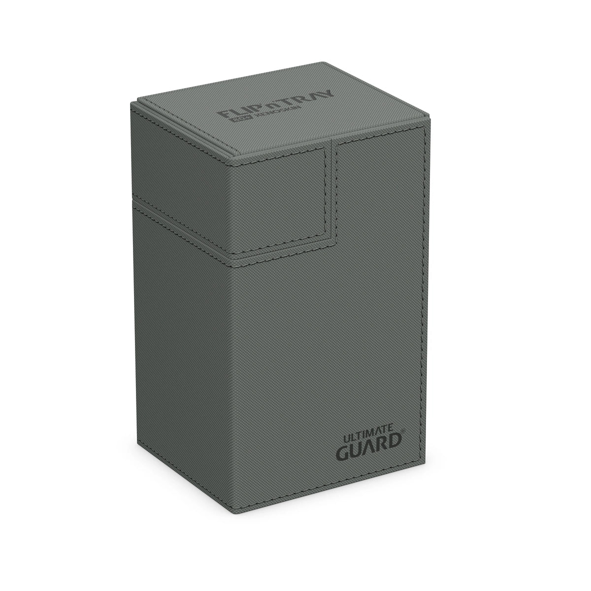 Ultimate Guard Flip 'N' Tray 80 - Grey - Grey rectangular flip-top card deck box with textured surface and Ultimate Guard logo.