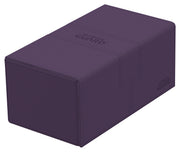 Ultimate Guard Twin Flip'n'Tray 200+ Monocolor - Purple - Rectangular purple deck box with smooth surface and embossed Ultimate Guard logo on top and side.