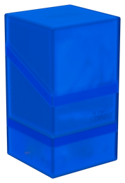 Ultimate Guard Boulder'n'Tray 100+ - Sapphire - Sapphire blue rectangular deck box with smooth matte finish and secure lid, designed for storing cards.