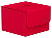 Ultimate Guard Sidewinder 133+ Monocolor - Red - Bright red rectangular deck box with smooth finish, fold-over lid, and embossed Ultimate Guard logo on top and side.