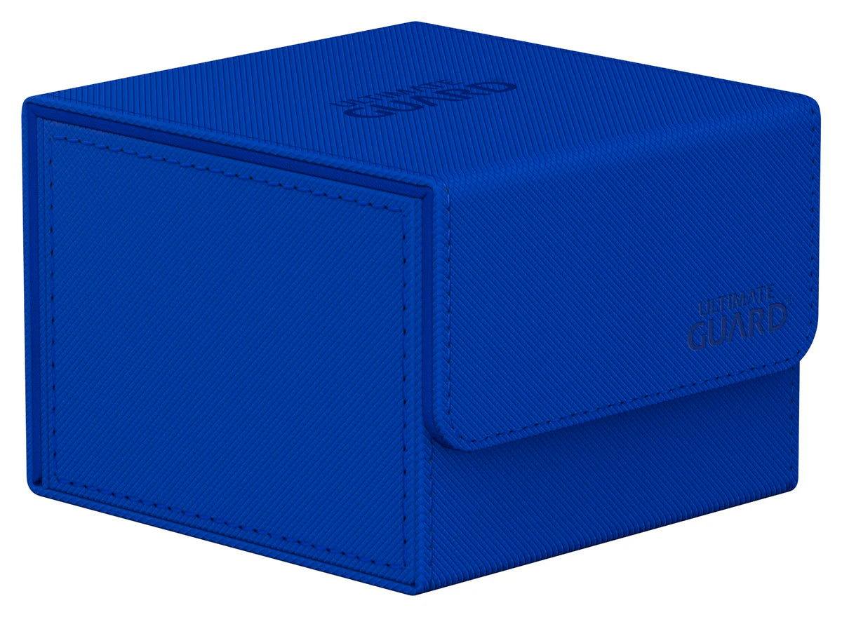 Ultimate Guard Sidewinder 133+ Monocolor - Blue - Blue rectangular deck box with smooth matte finish and fold-over flap closure.